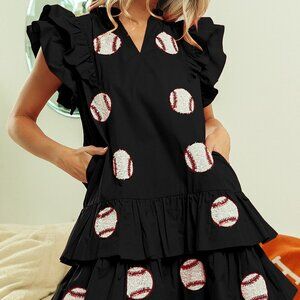 Baseball Patch Sequin Game Day Dress